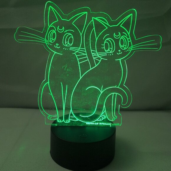 Sailor Moon Cat Etched LED Lamp Light Naoka Takeuchi Toei Just Funky Luna - Picture 2 of 16